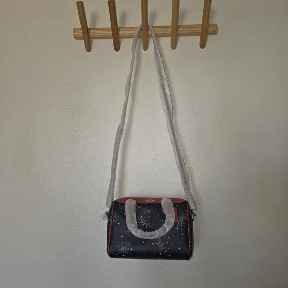 Coach Mini Bennett Satchel F73155 Fireworks SV/Navy Multi Red White Blue NWT - Picture 14 of 15